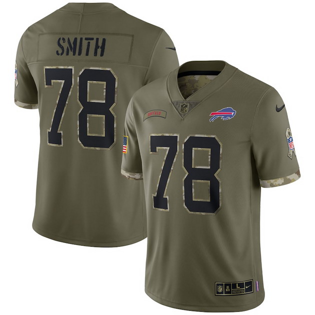 mens nike bruce smith olive buffalo bills 2022 salute to service retired player limited jersey